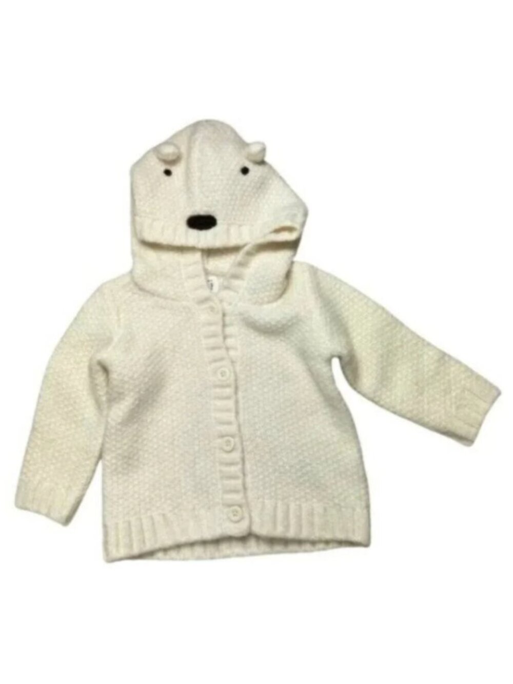 GAP Baby Ivory Polar Bear Fuzzy Warm Comfy Cozy Cardigan Sweater 6-12 Months